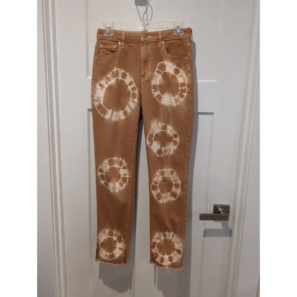 PACSUN Eco Tan Tie Dye Mom Jeans Ankle Rough Hem SZ 25